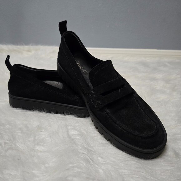 Vionic Uptown Black Suede Slip On Loafers, 7.5 - Picture 1 of 8